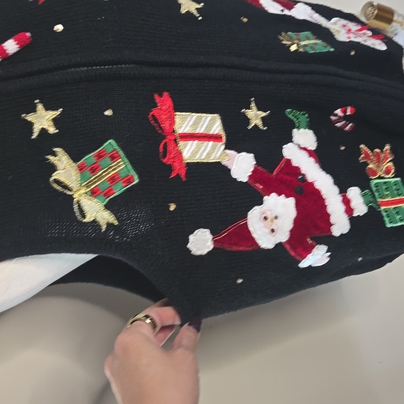 Heirloom Collectibles Black Christmas Holiday Vest – Santa Embroidery, Mock Neck - Picture 3 of 7
